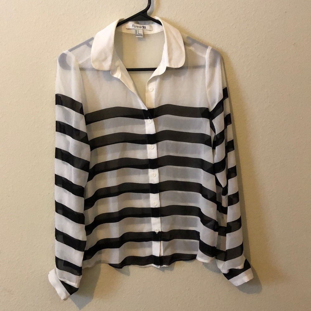 Forever 21 Striped Blouse Small
